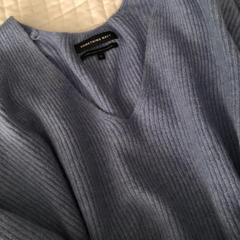 Something Navy V Neck Sweater Blue M